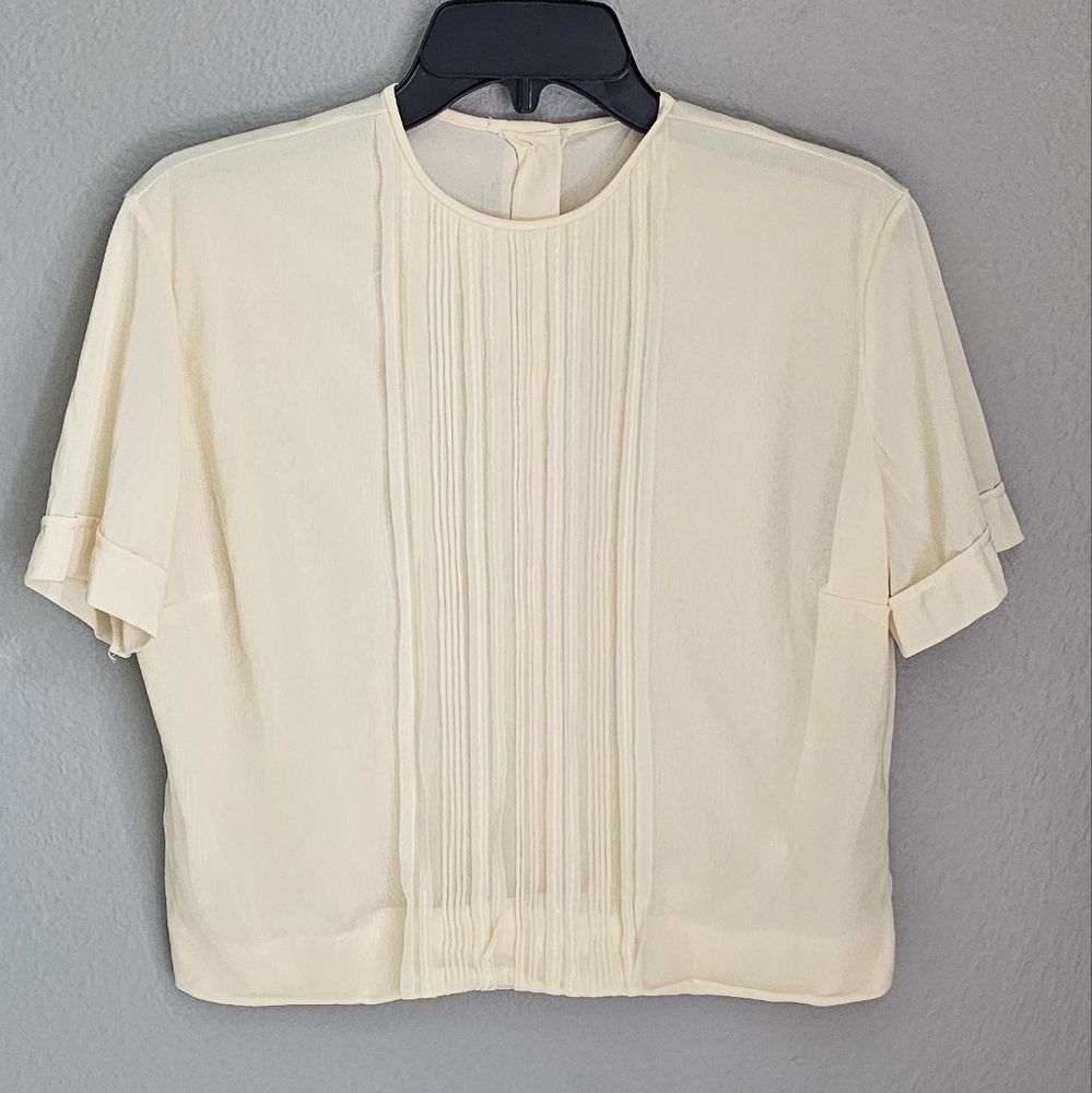 Elegant Pale Yellow Women's Top Vintage